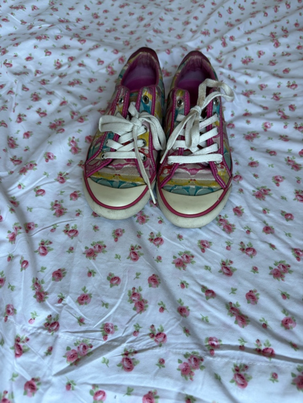 2000s Coach pink blue red and yellow sneakers